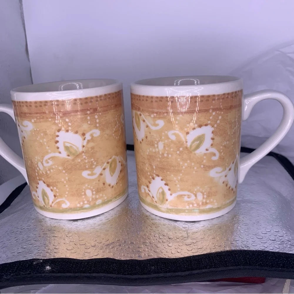 Pier One Moroccan Earthenware Made in England Coffee Mugs 2pcs 10oz